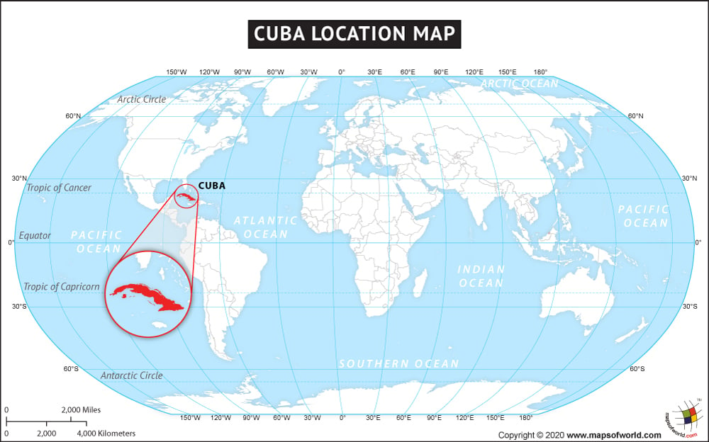 Where is Cuba Located? Location map of Cuba