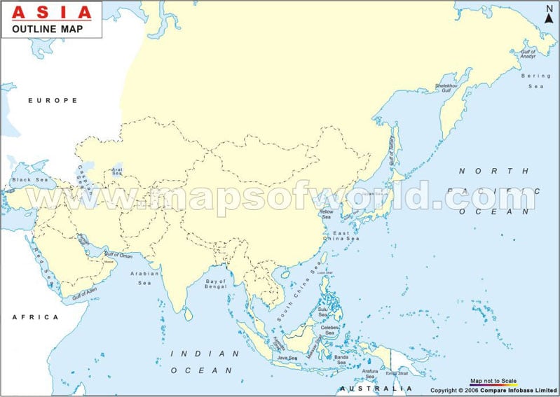 blank map of asia. makeup Blank outline map Asia