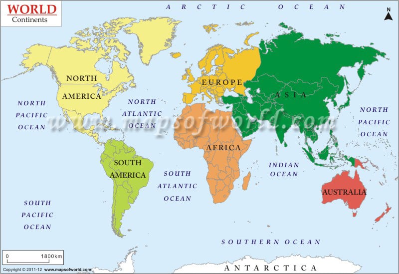 7 Continents Map Geography
