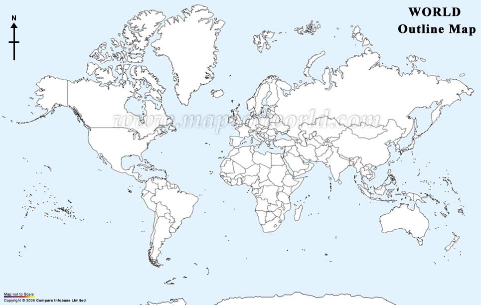 the world map outline. Map Of The World Outline Only