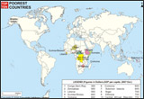 World Digital Map of Top Ten Poorest Countries