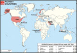 World Digital Map of Top Ten Richest Countries