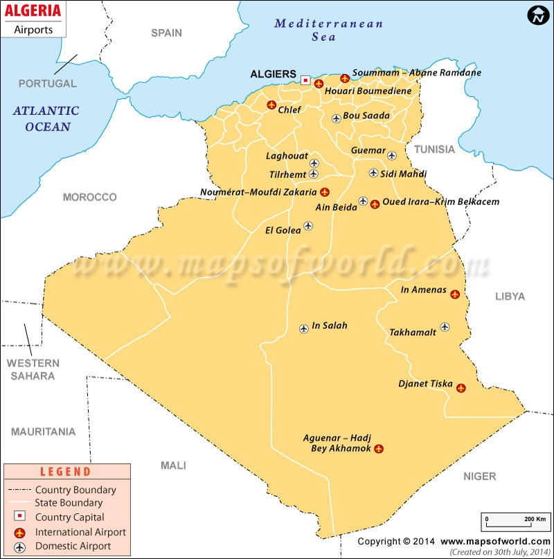 map of algeria. Algeria Airport Map