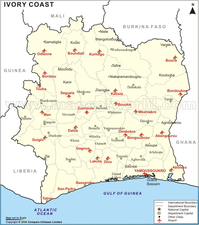 Airport Map of Ivory Coast