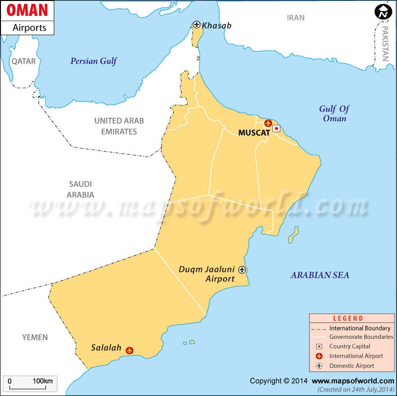 Images Of Oman. Oman Airport Map