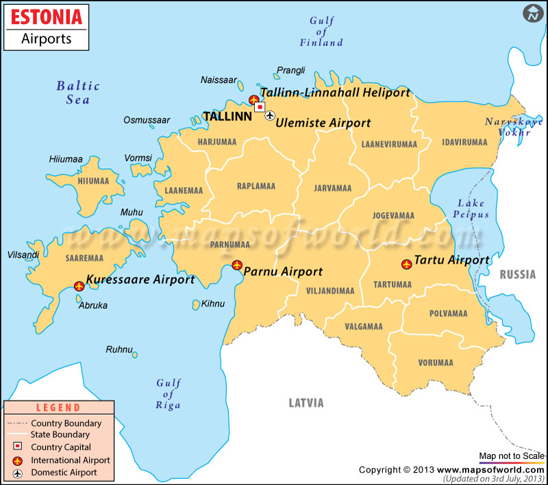 Airport Map of Estonia