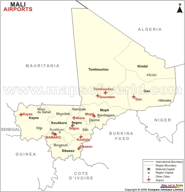 Airports In Mali Mali Airports Map