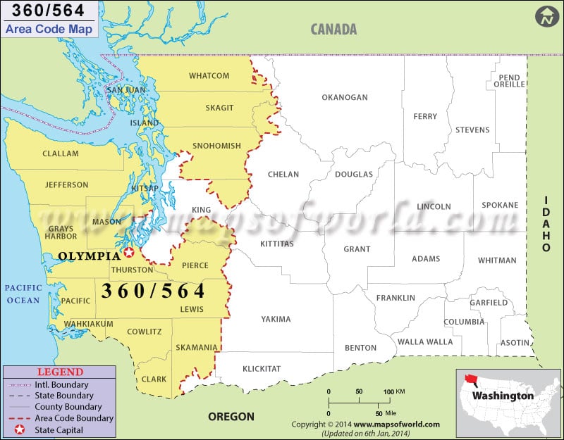 360 Area Code Map Where Is 360 Area Code In Washington