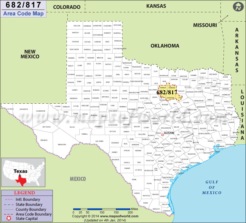 682 Area Code Map Where Is 682 Area Code In Texas