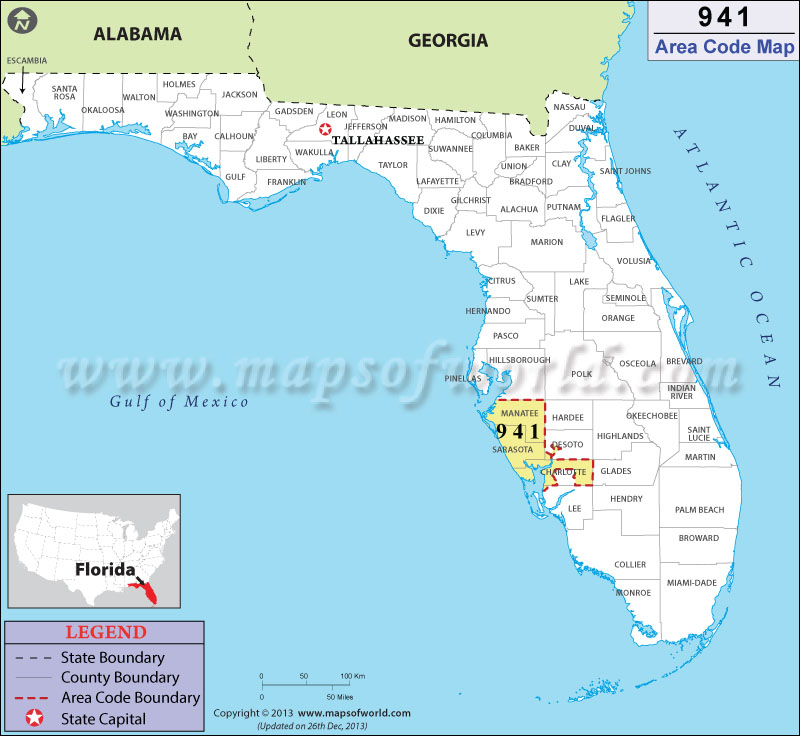 941 Area Code Map Where Is 941 Area Code In Florida