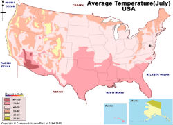 USA Temprature Map - July Month