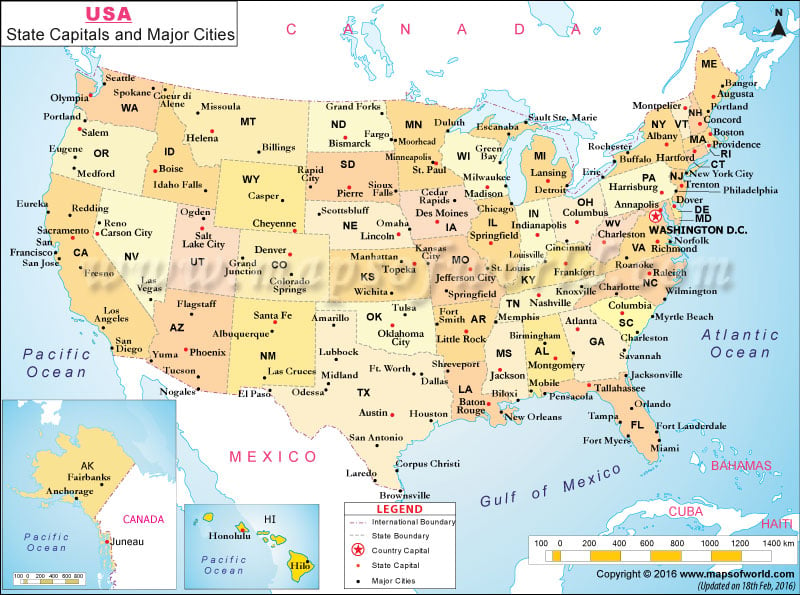 US Major Cities Map of US with Major Cities