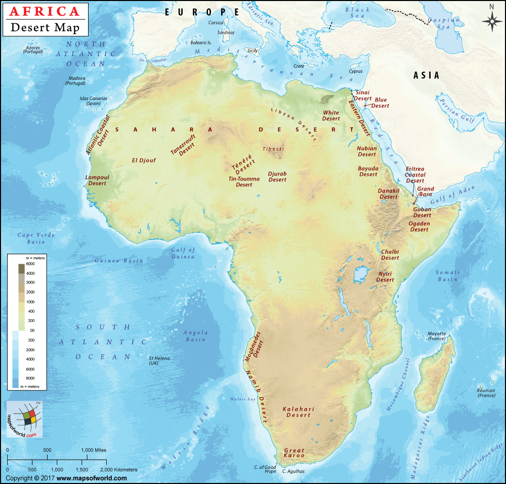 African Deserts Map Deserts In Africa