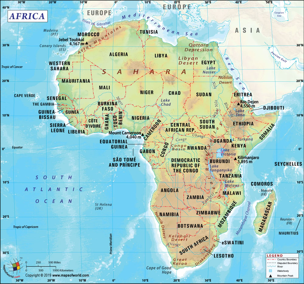 Map Of Africa With Rivers Africa Map, Map of Africa, History and Popular Attraction In Africa