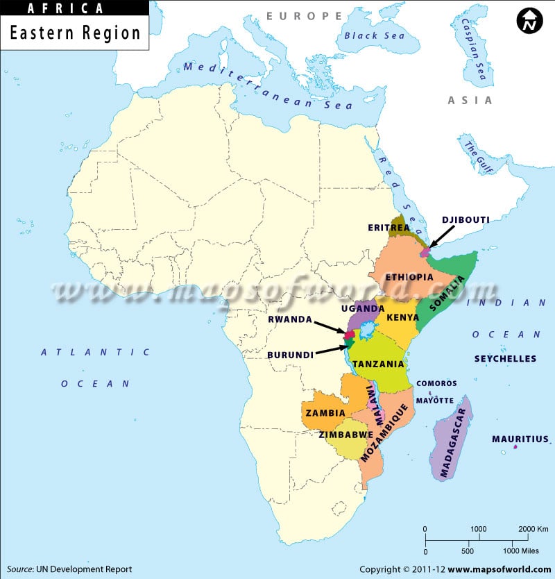 Map of East Africa  Map of Eastern Africa