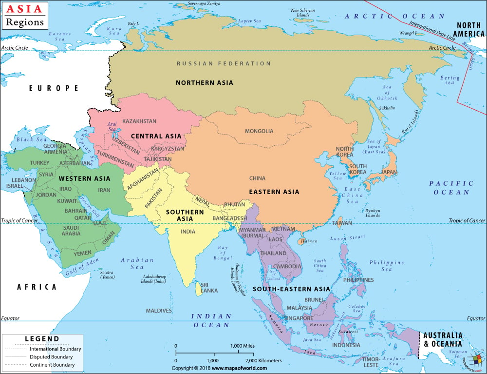 Asia Regions Map Regions Of Asia