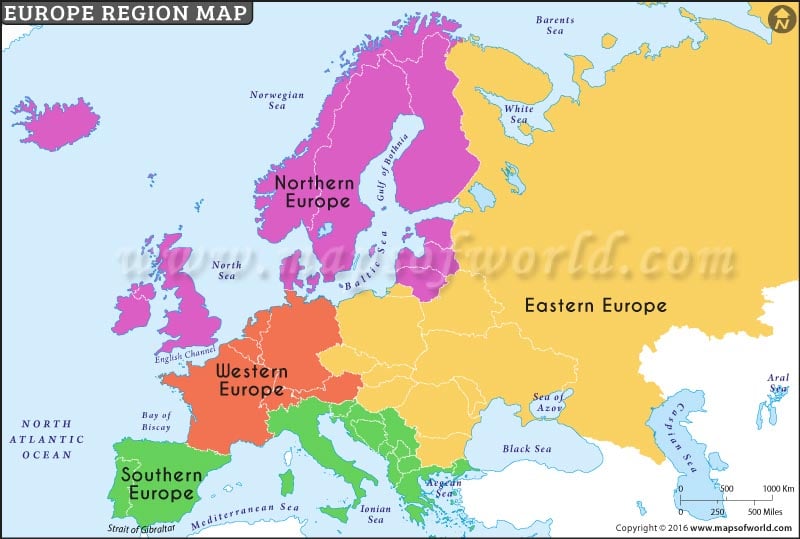 Region Map Of Europe Regions of Europe Map, Europe Countries and Regions