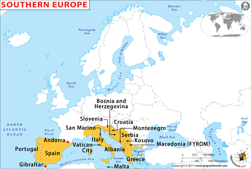 Southern Europe Map Southern Europe Countries