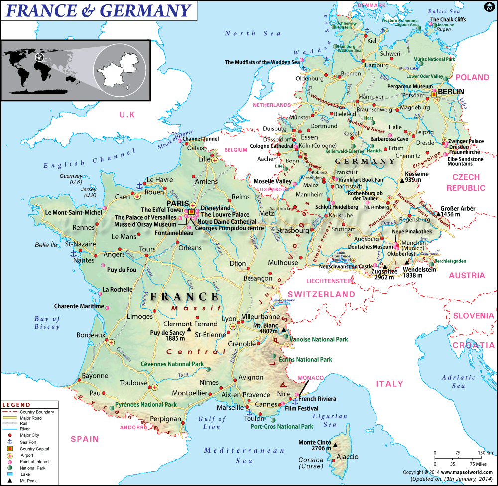 Map of France and Germany