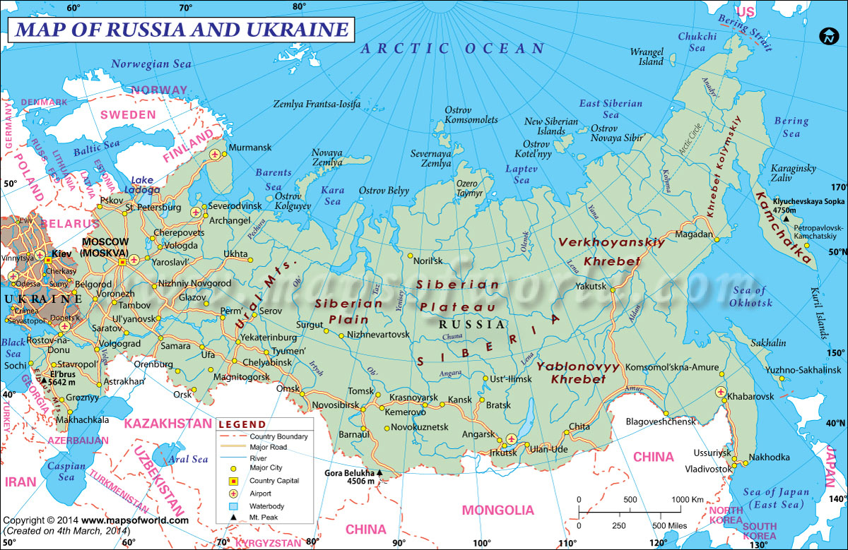 Map of Russia and Ukraine / Russia and Ukraine Map