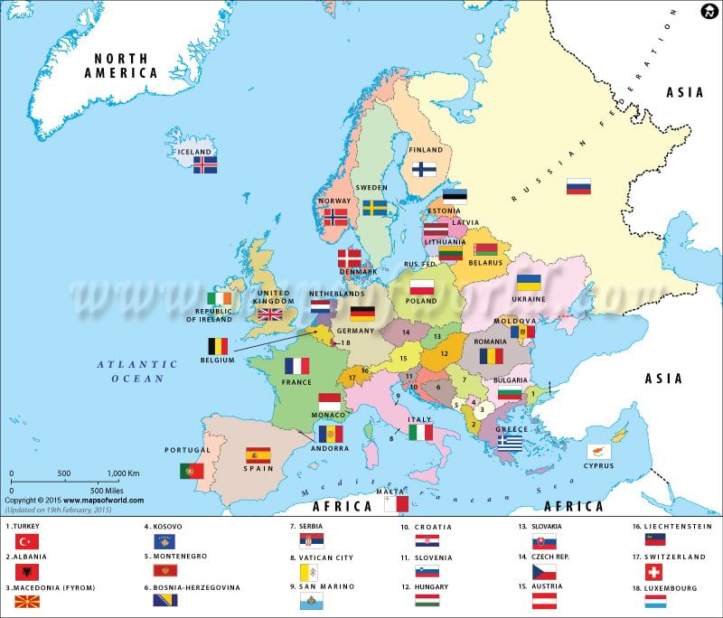 Nations d'Europe Carte des nations (en français)