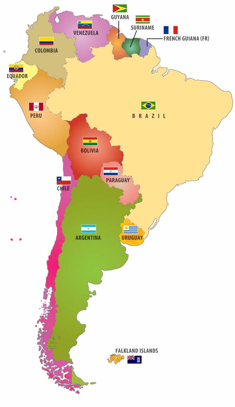 South America Blank Map and Country Outlines - GIS Geography