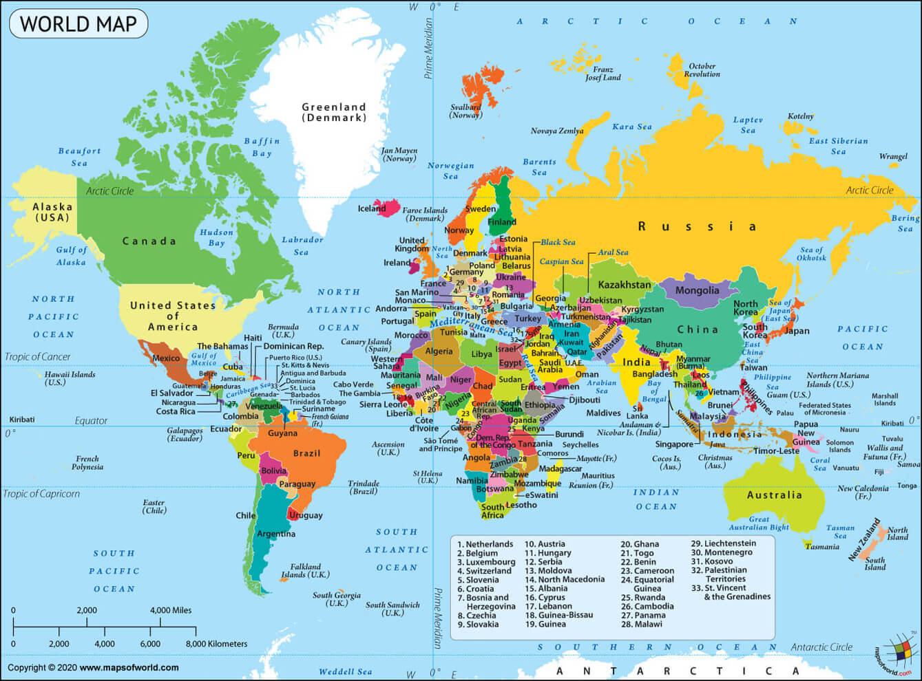 large blank world map with countries