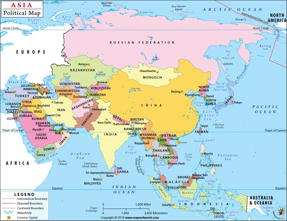 Map Of Asia Political Asia Political Map | Political Map of Asia With Countries and Capitals