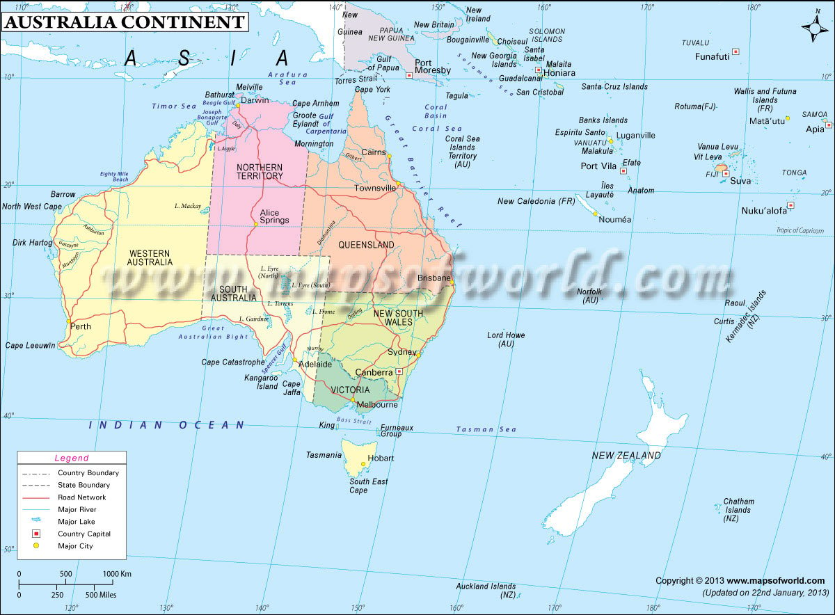 Map Of Australia Countries Australia Continent Map
