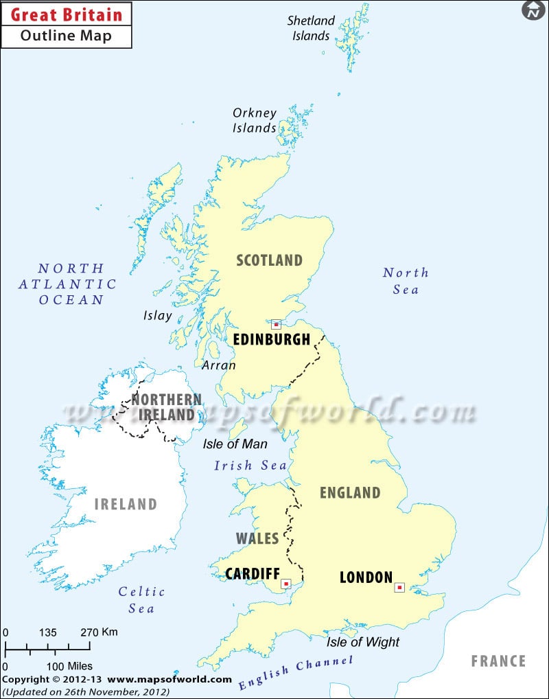Blank Map of Britain, Outline Map of Britain
