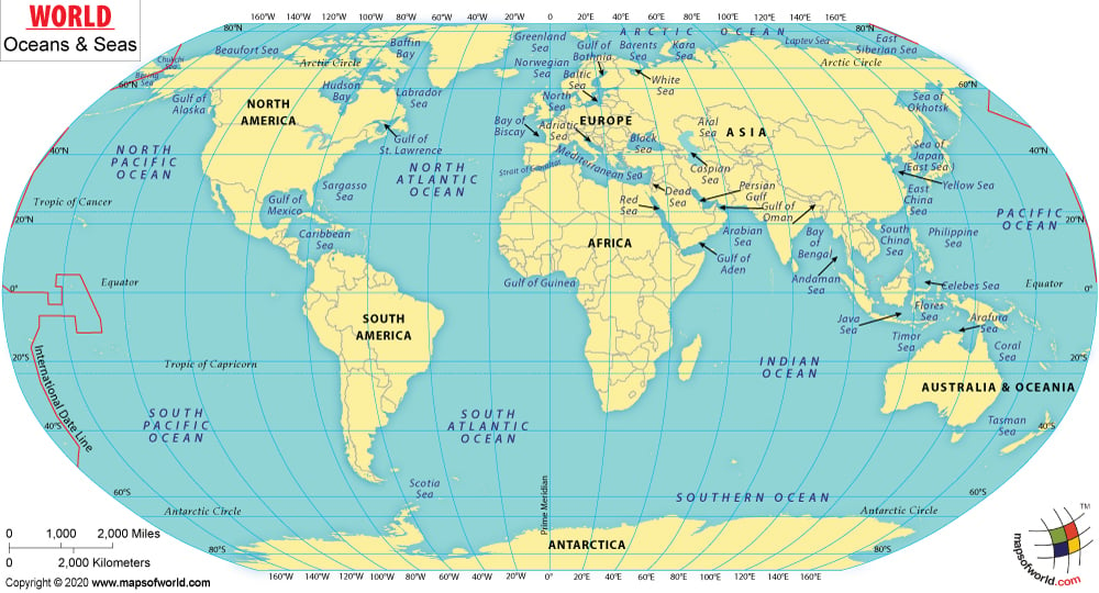 Map Of World Oceans 