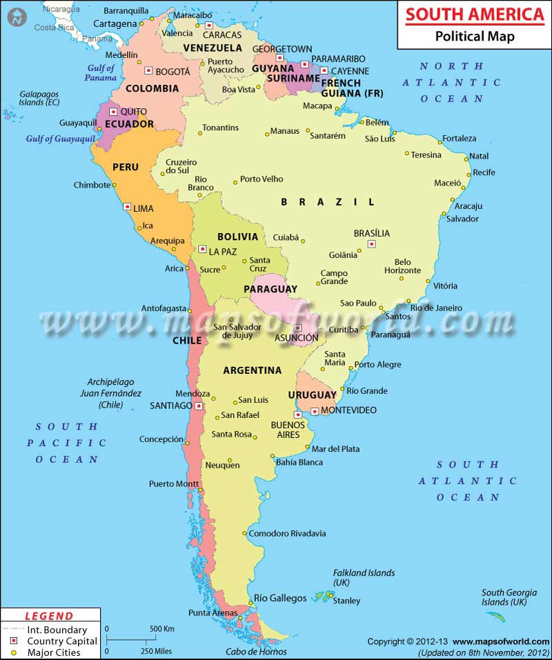 Country Of South America Map South American Countries, Countries in South America