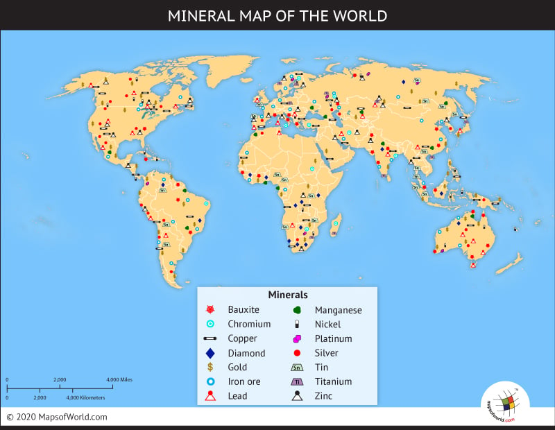 Gold Mines In World Map World Mineral Map
