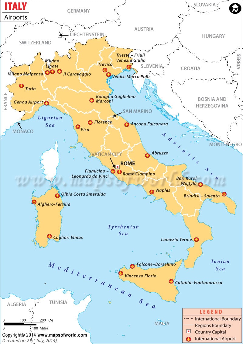 Italy Airports Map 