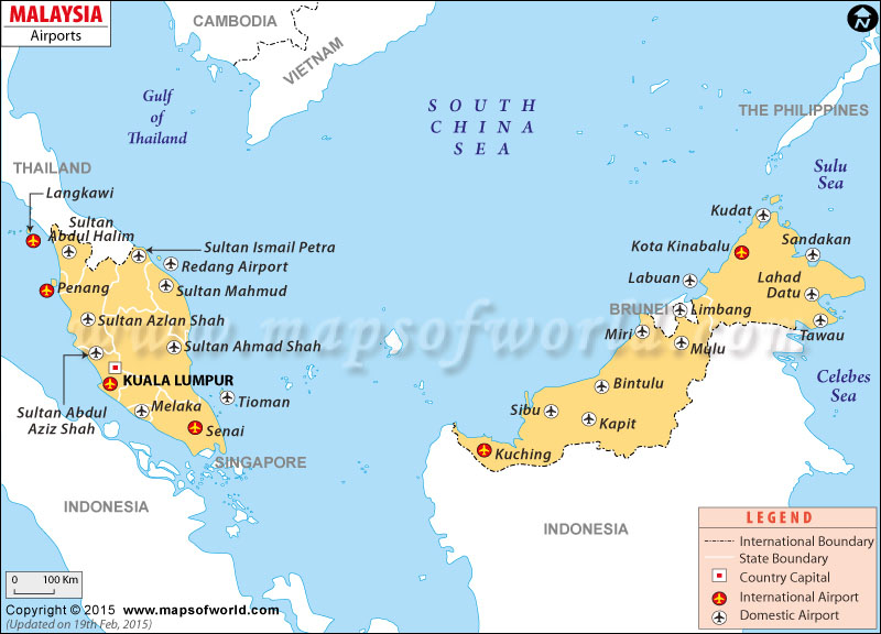 Airports In Malaysia Malaysia Airports Map