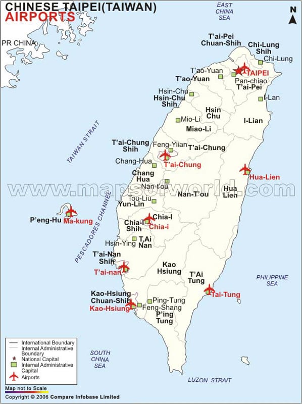 Airports In Taiwan Taiwan Airports Map