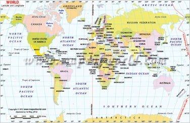 World Map With Latitude And Longitude 