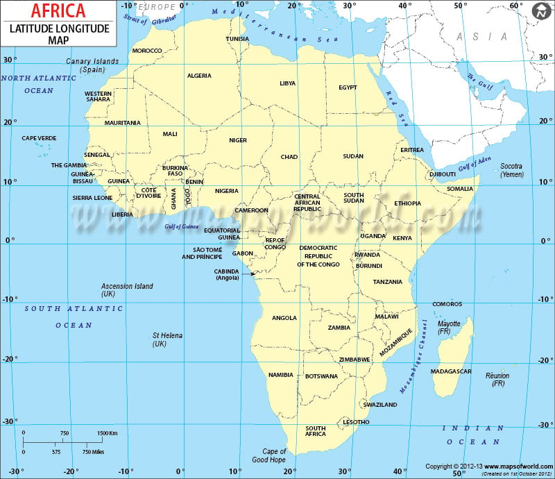 Africa Lat Long Map 