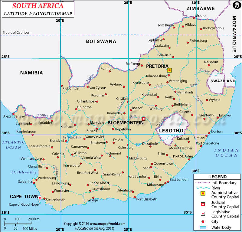 South Africa Lat Long 