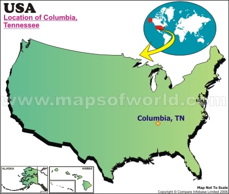 Location Map of Columbia, Tenn., USA
