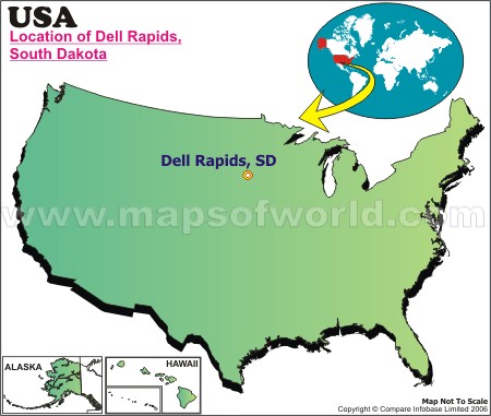 Location Map of Dell Rapids, USA