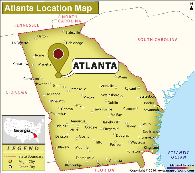 The Map Of Atlanta Georgia Where is Atlanta Located in Georgia, USA
