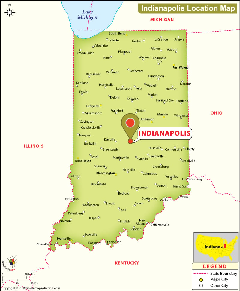 Indianapolis On A Map Of Us Where Is Indianapolis Located In Indiana, Usa