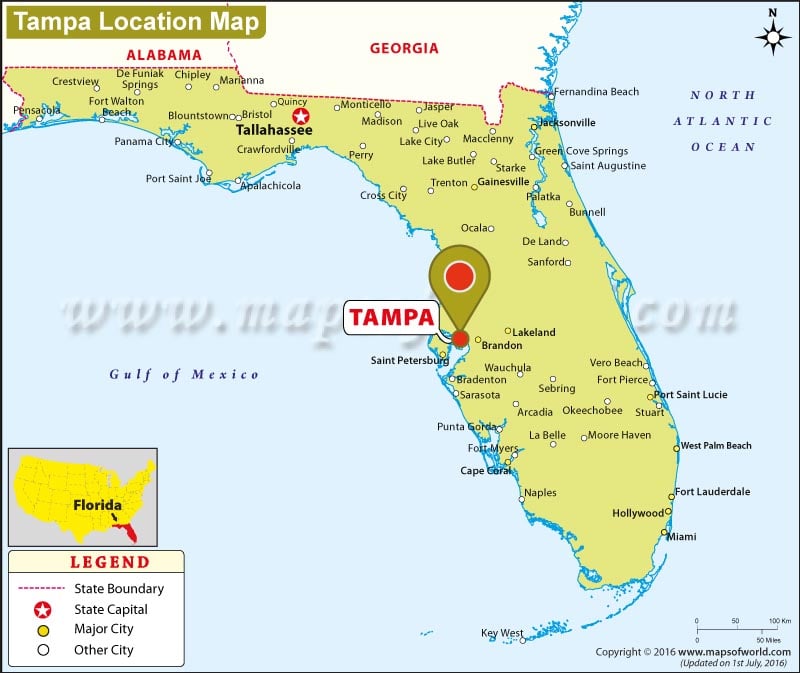 Tampa On Map Of Florida Where is Tampa Located in Florida, USA