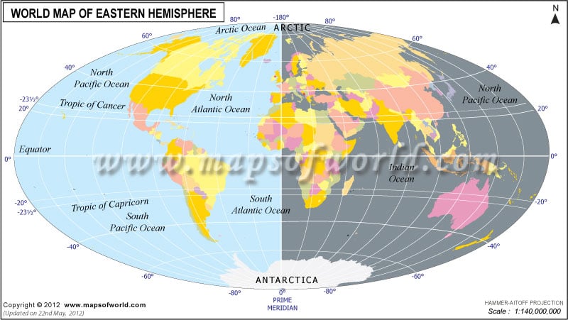 world map hemispheres labeled