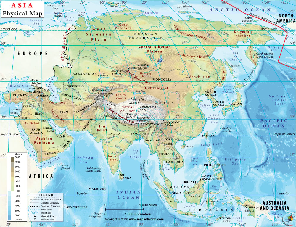 Physical Map Of Asia Pdf Asia Physical Map | Physical Map Of Asia