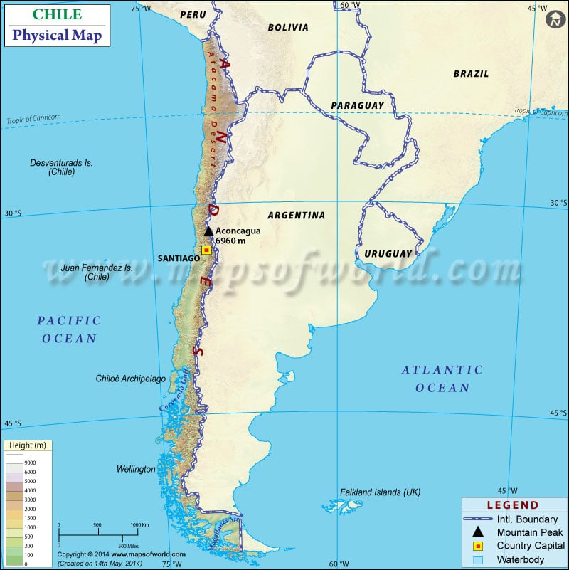 physical map of chile Physical Map Of Chile physical map of chile
