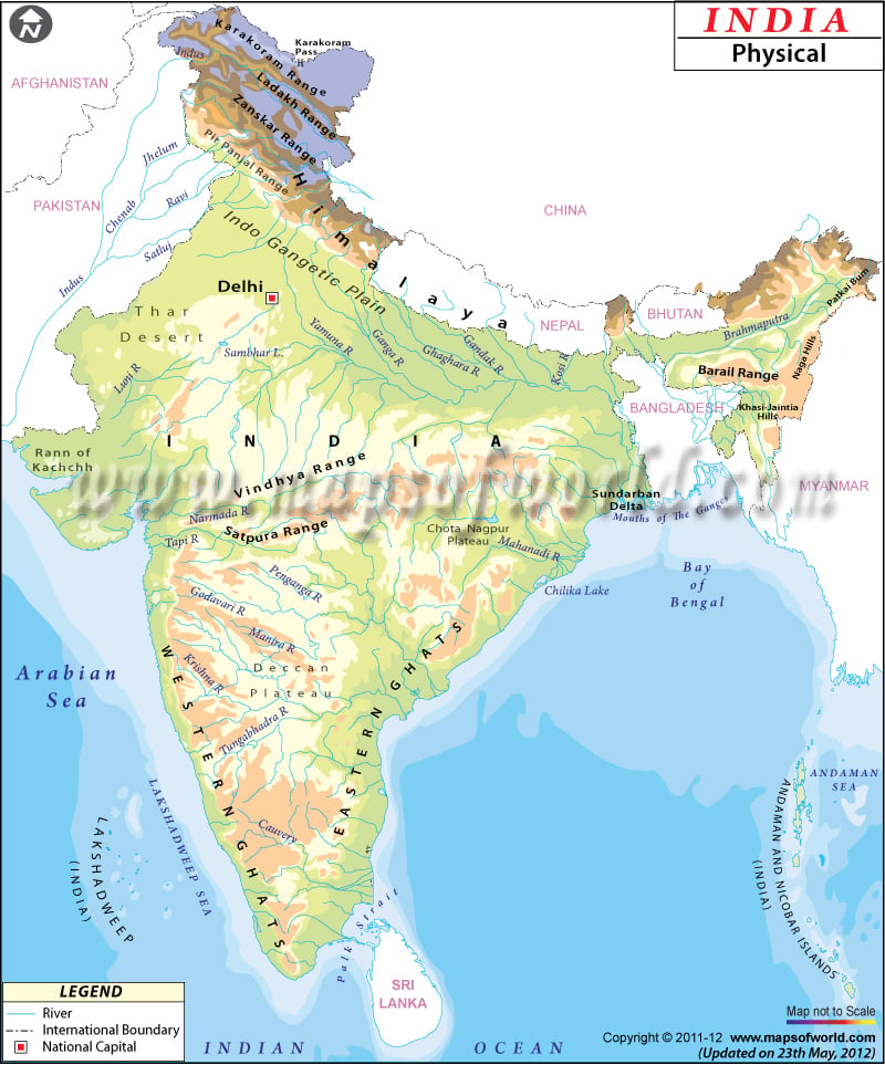 india physical map outline Physical Map Of India India Physical Map india physical map outline