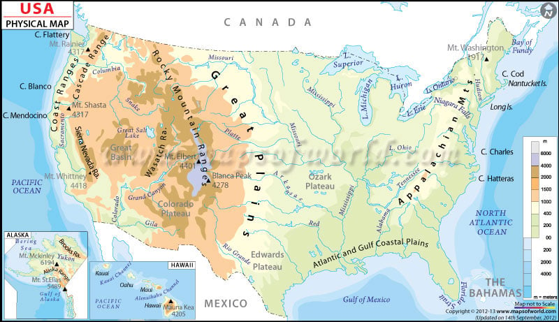 geographical map of the united states Usa Physical Map Physical Map List Of The United States geographical map of the united states