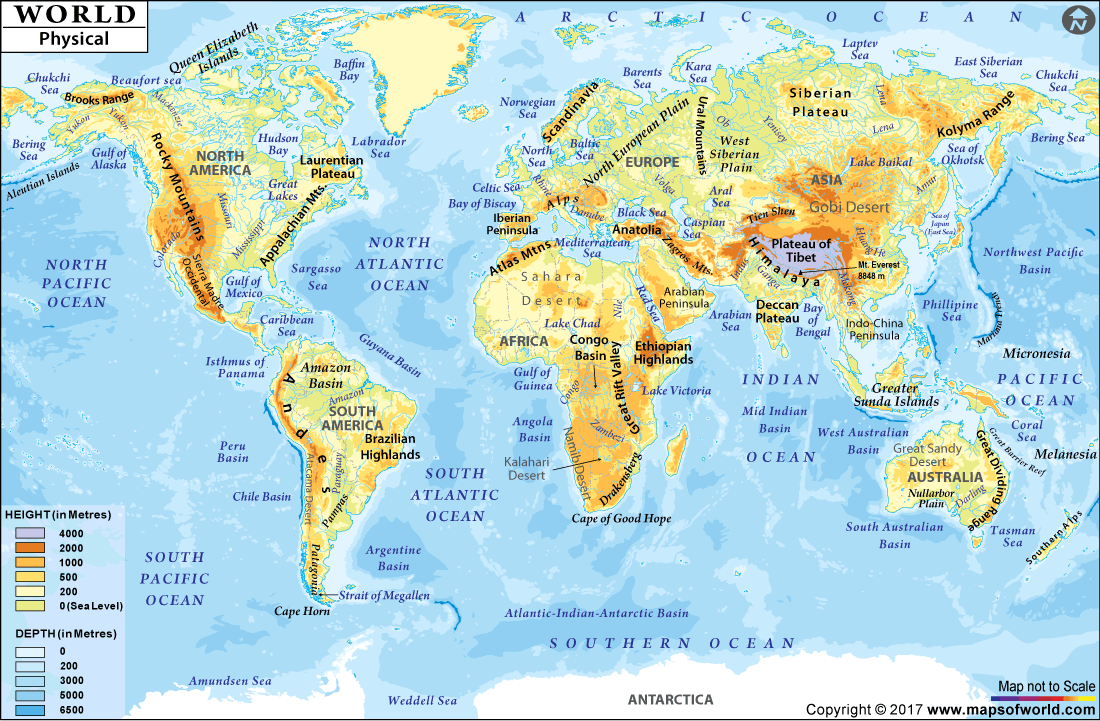 physical map of world hd